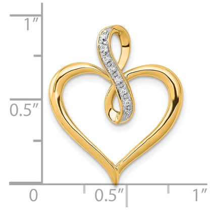 10K 1/20 carat Diamond Heart and Infinity Slide Fits up to 2mm Regular or 4mm Fancy Omega