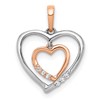 10k White with Rose Gold Heart Charm .03 carat Diamond Heart Pendant
