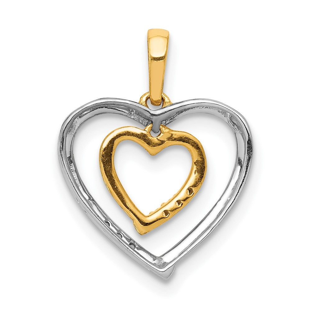 10k Two-tone Heart Charm .03 carat Diamond Heart Pendant