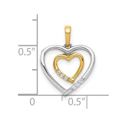 10k Two-tone Heart Charm .03 carat Diamond Heart Pendant