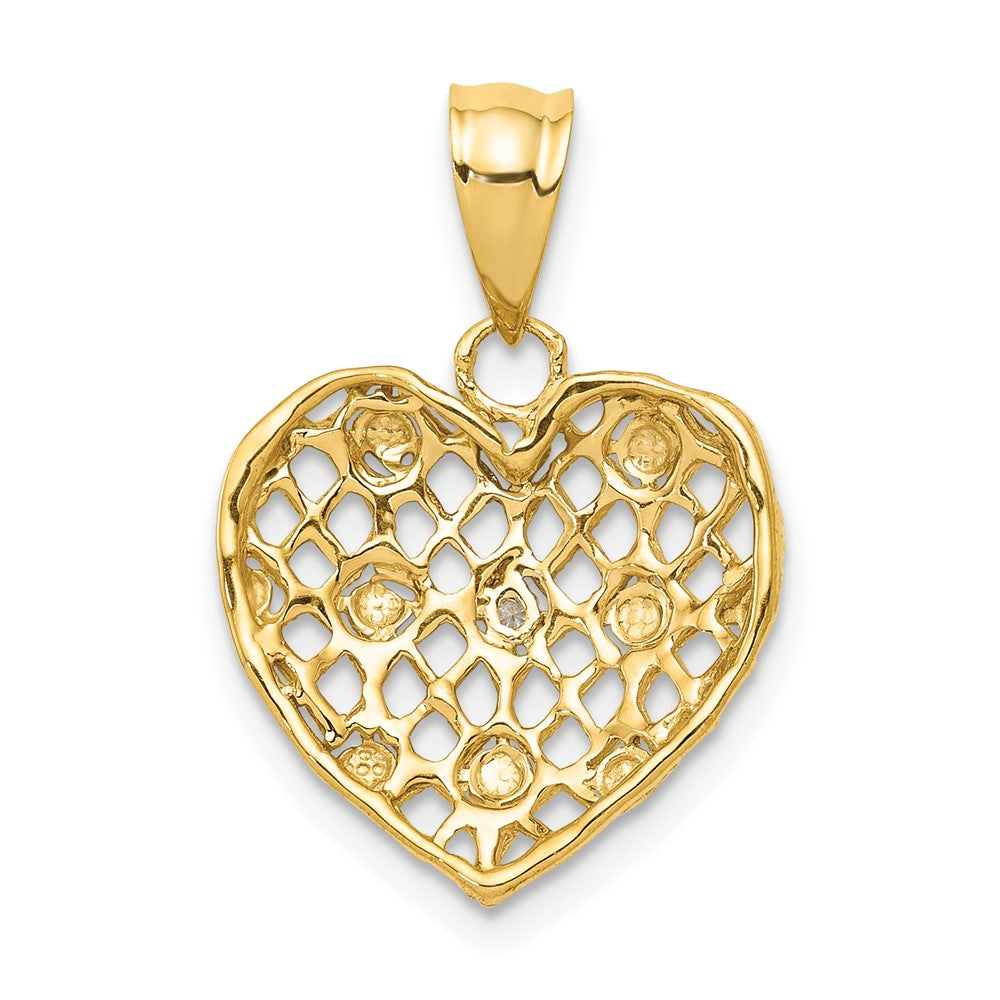 10k and White Rhodium 1/2 point Diamond Heart Pendant