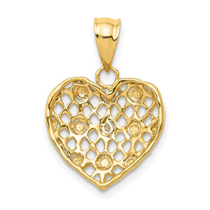 10k and White Rhodium 1/2 point Diamond Heart Pendant