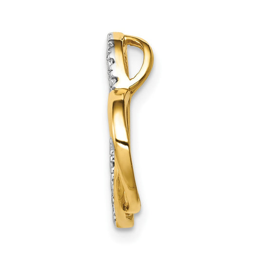 10k .01 carat Diamond Double Heart Chain Slide