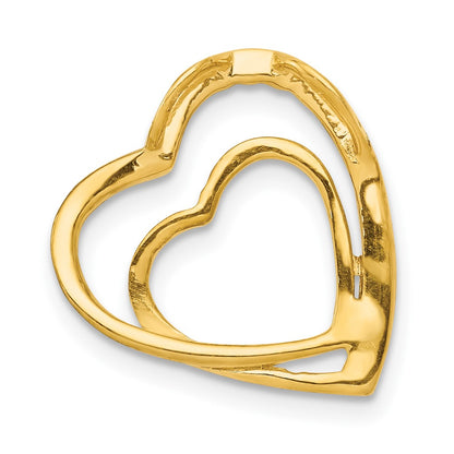 10k .01 carat Diamond Double Heart Chain Slide