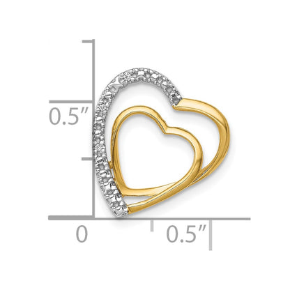 10k .01 carat Diamond Double Heart Chain Slide