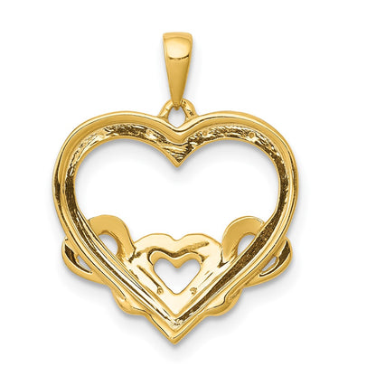 10k .03 carat Diamond Heart with Three Smaller Hearts Pendant