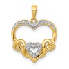 10k .03 carat Diamond Heart with Three Smaller Hearts Pendant