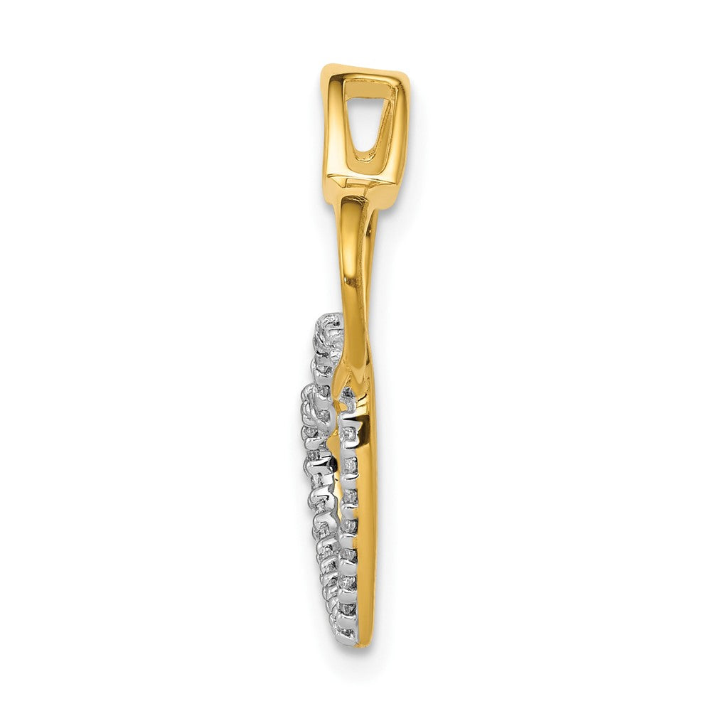 10k Two-Tone 1/10 carat Diamond Double Heart Chain Slide