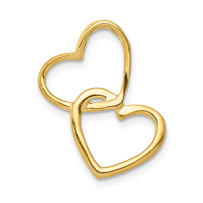 10k Two-Tone 1/10 carat Diamond Double Heart Chain Slide