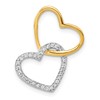 10k Two-Tone 1/10 carat Diamond Double Heart Chain Slide