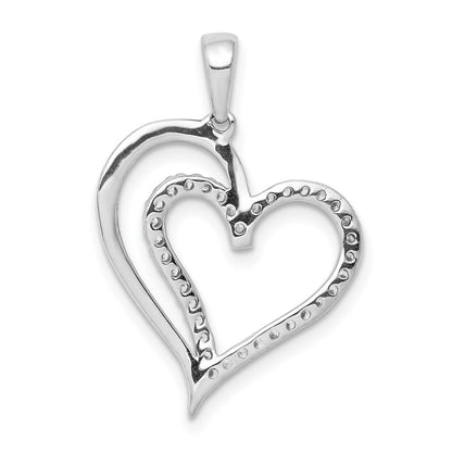 10k White Gold 1/10 carat Diamond Heart Pendant