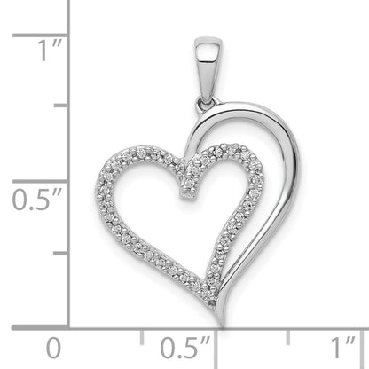 10k White Gold 1/10 carat Diamond Heart Pendant
