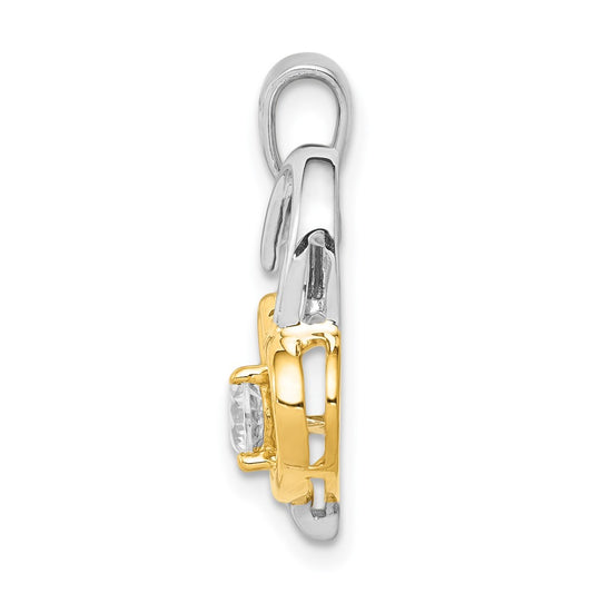 14k Two Tone 1/5 carat Lab Grown Diamond VS/SI+ G+ Complete Double Heart Pendant