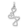 10K White Gold .01 carat Diamond Four Hearts Pendant
