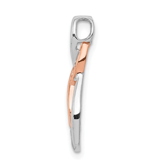 10K White and Rose Gold 1/15 carat Diamond Double Infinity Chain Slide