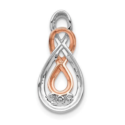 10K White and Rose Gold 1/15 carat Diamond Double Infinity Chain Slide