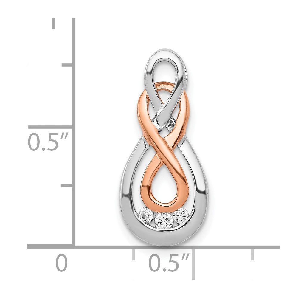 10K White and Rose Gold 1/15 carat Diamond Double Infinity Chain Slide