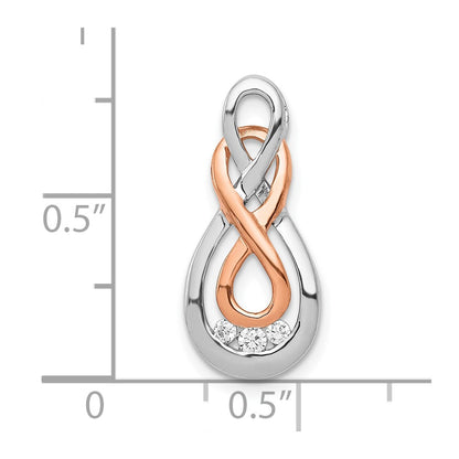 10K White and Rose Gold 1/15 carat Diamond Double Infinity Chain Slide