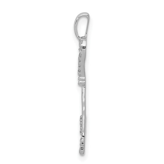 10K White Gold 1/10 carat Diamond Heart Key Pendant
