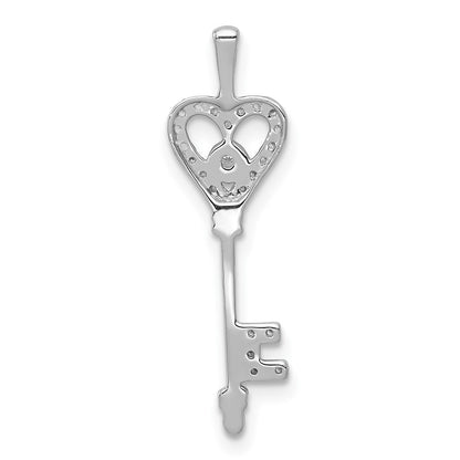 10K White Gold 1/10 carat Diamond Heart Key Pendant