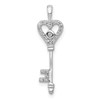 10K White Gold 1/10 carat Diamond Heart Key Pendant