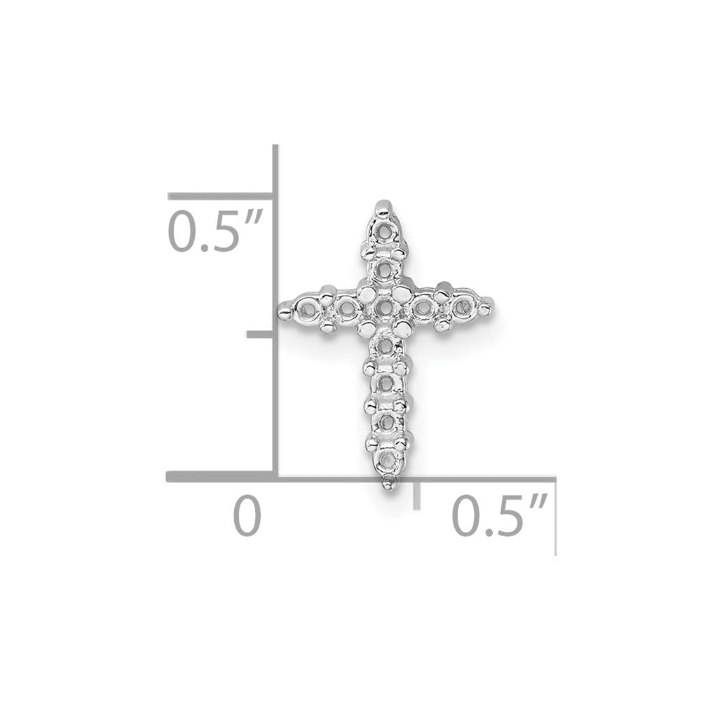 10K White Gold Holds 11-1.9mm Diamond Cross Pendant Mounting