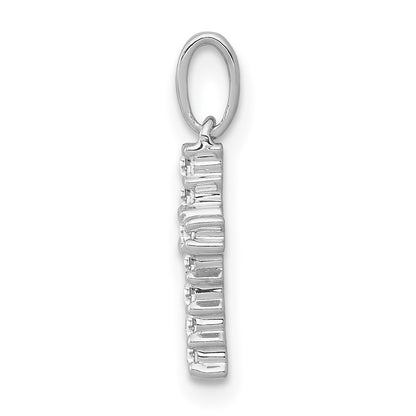 10K White Gold 1/10 carat Diamond Small Latin Cross Pendant