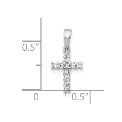10K White Gold 1/10 carat Diamond Small Latin Cross Pendant
