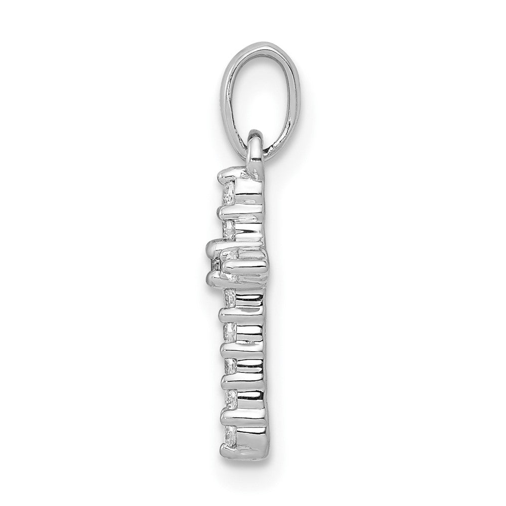 10K White Gold Polished 1/10 carat Diamond Small Cross Pendant