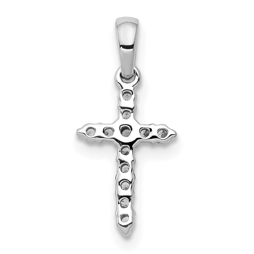 10K White Gold Polished 1/10 carat Diamond Small Cross Pendant