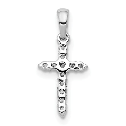 10K White Gold Polished 1/10 carat Diamond Small Cross Pendant