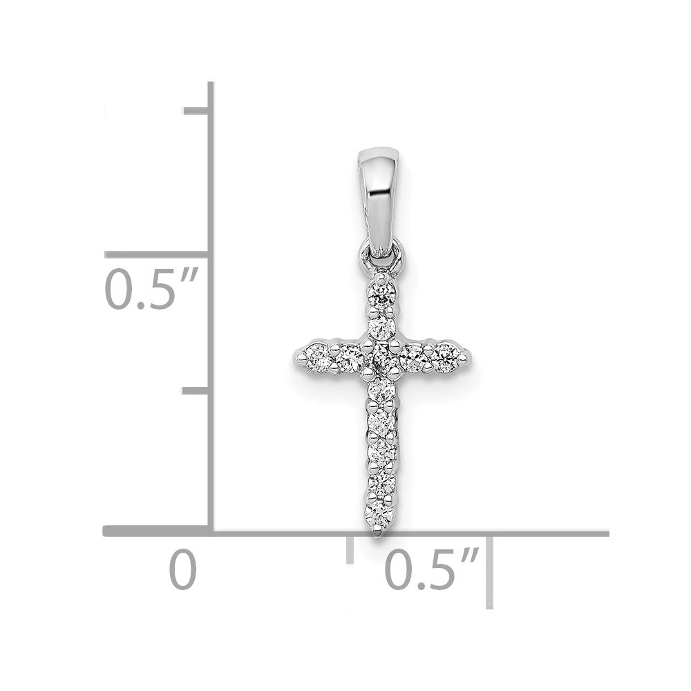 10K White Gold Polished 1/10 carat Diamond Small Cross Pendant