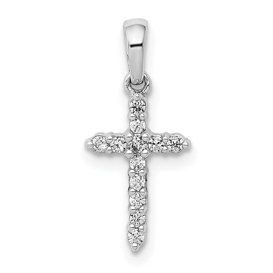 14k White Gold 1/10 carat Lab Grown Diamond VS/SI+ G+ Complete Cross Pendant