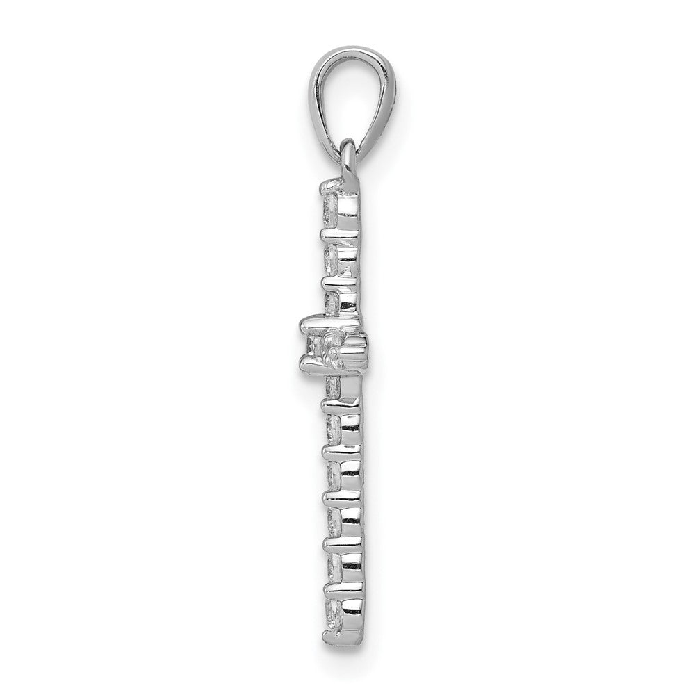 10K White Gold Polished 1/4 carat Diamond Cross Pendant