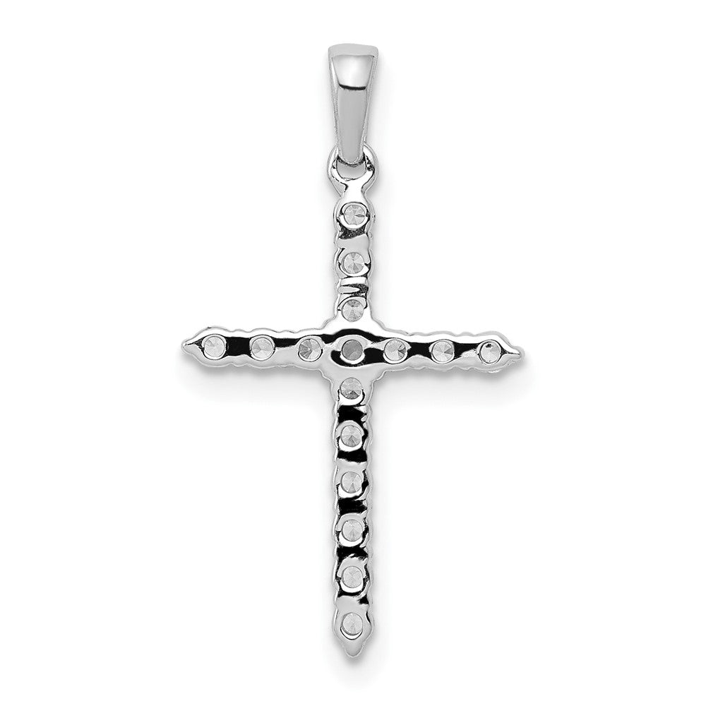 10K White Gold Polished 1/4 carat Diamond Cross Pendant