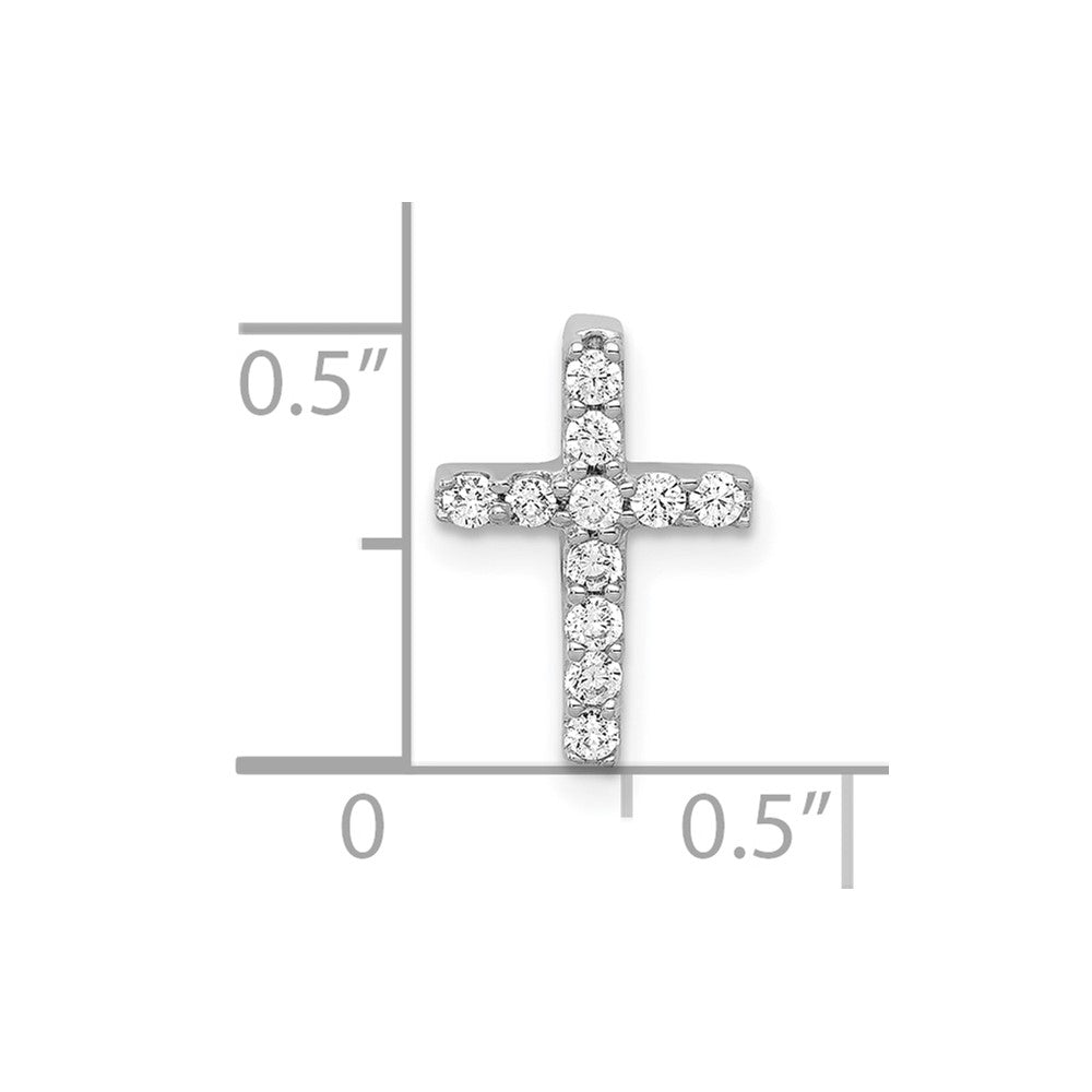 10K White Gold 1/5 carat Diamond Small Latin Cross Chain Slide