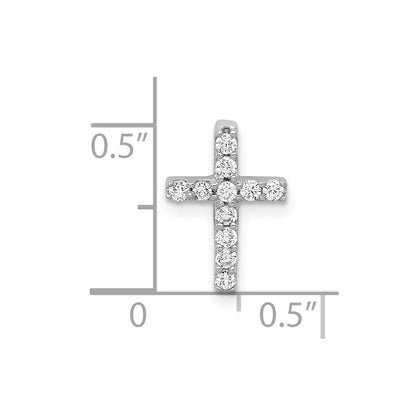 10K White Gold 1/5 carat Diamond Small Latin Cross Chain Slide