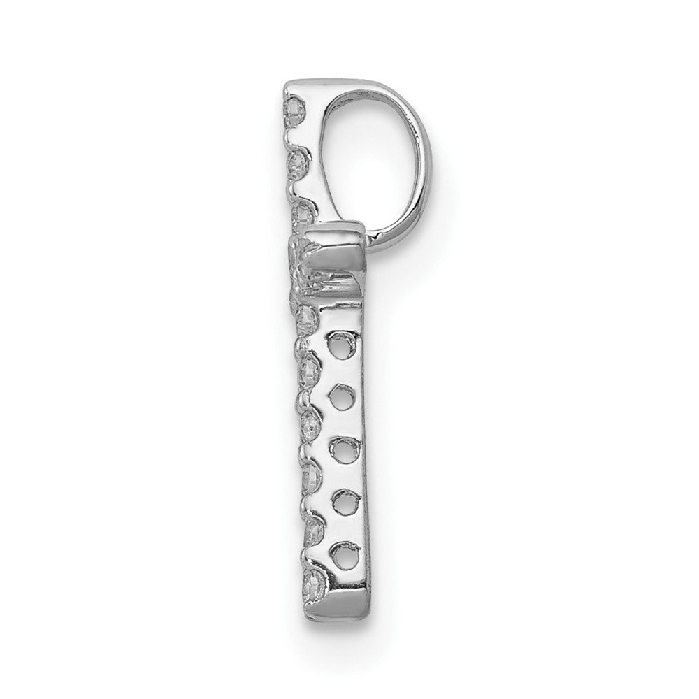 10K White Gold 1/8 carat Diamond Small Cross Chain Slide