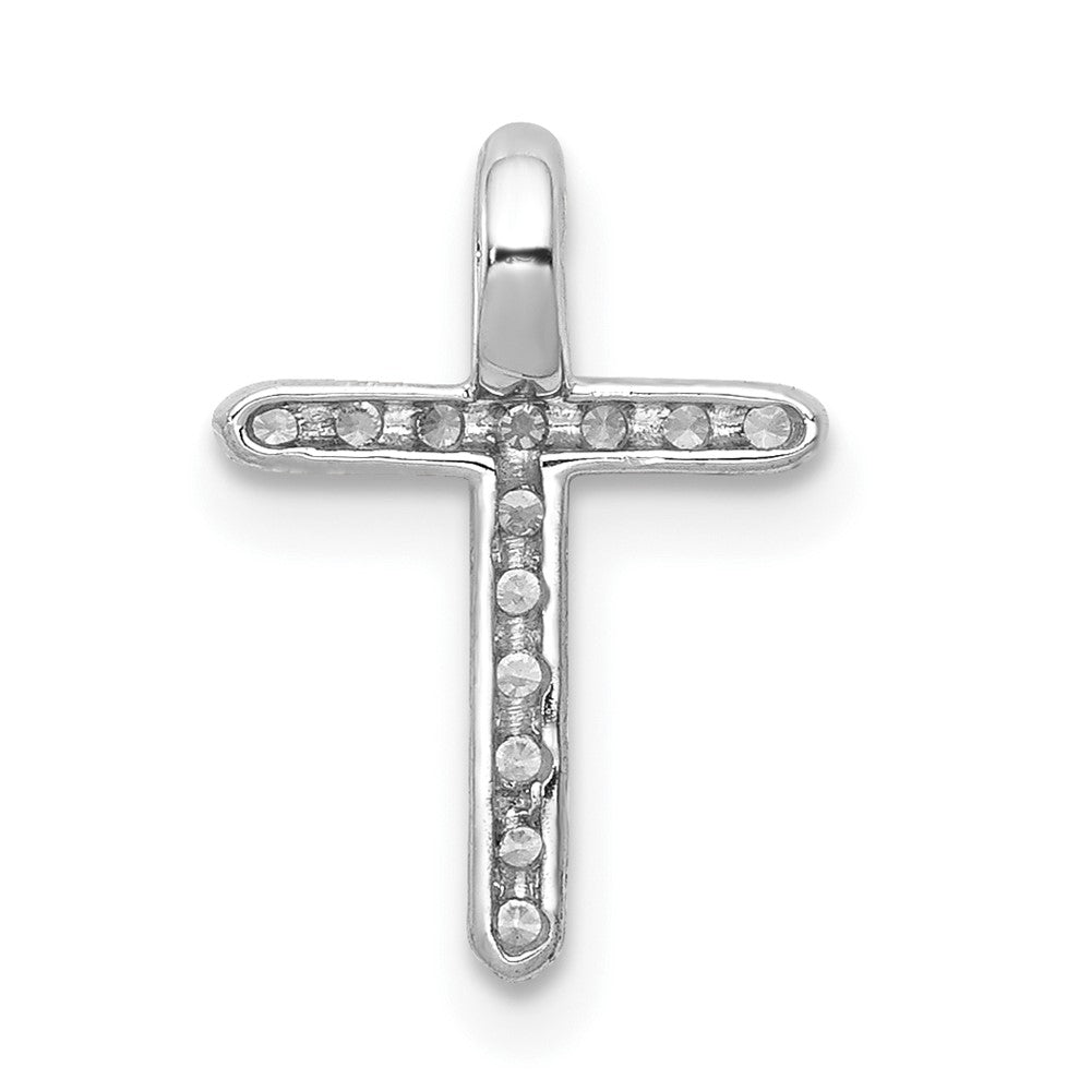 10K White Gold 1/8 carat Diamond Small Cross Chain Slide