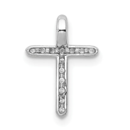 10K White Gold 1/8 carat Diamond Small Cross Chain Slide
