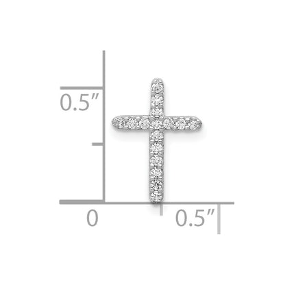 10K White Gold 1/8 carat Diamond Small Cross Chain Slide