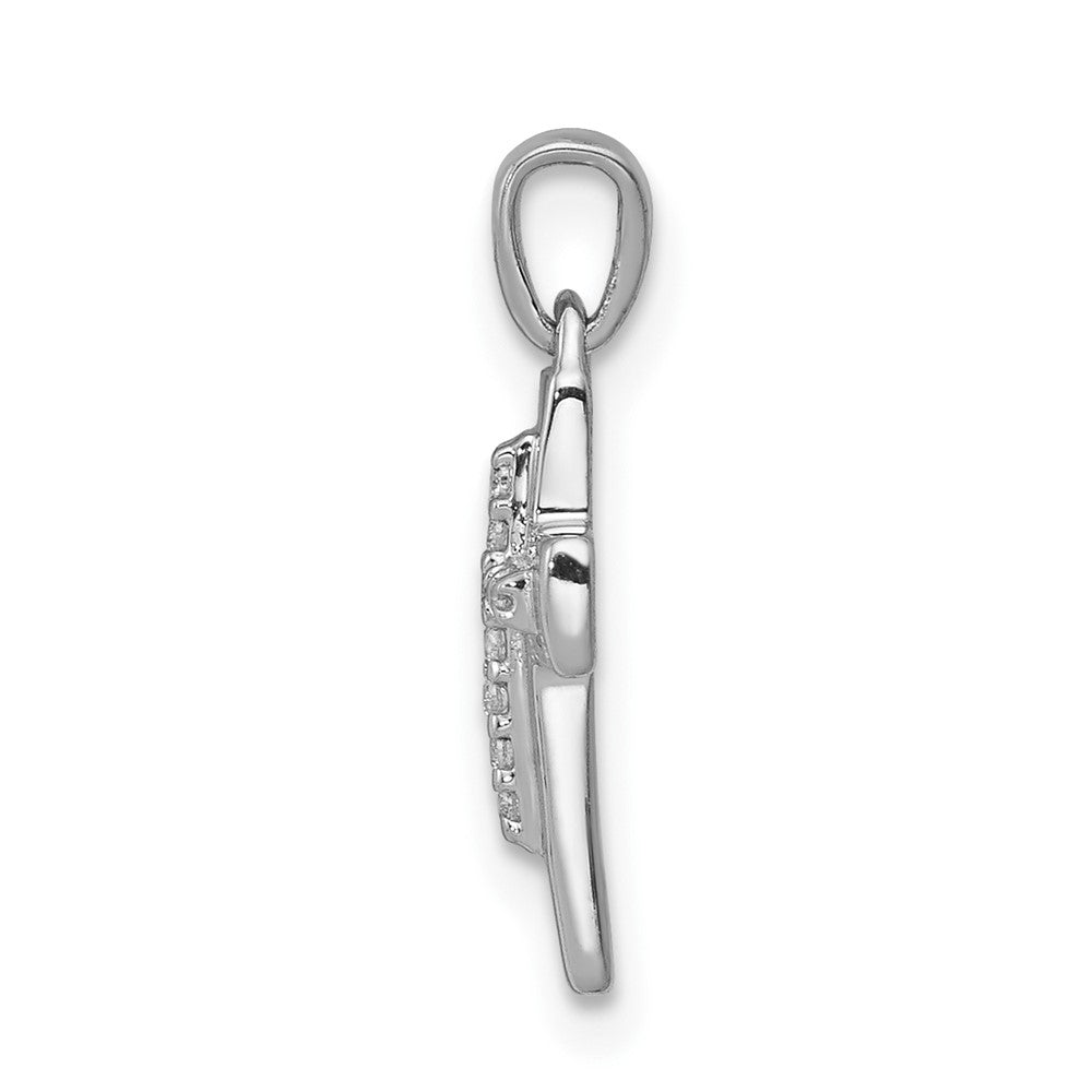 10K White Gold 1/20 carat Diamond Small Latin Cross Pendant