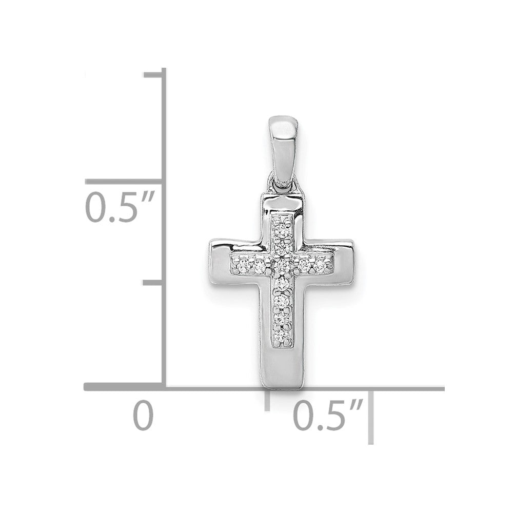 10K White Gold 1/20 carat Diamond Small Latin Cross Pendant