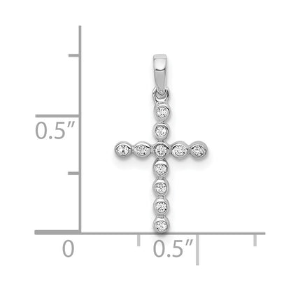 10K White Gold 1/10 carat Diamond Cross Pendant