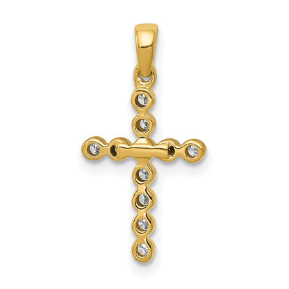 10K Polished 1/10 carat Diamond Cross Pendant