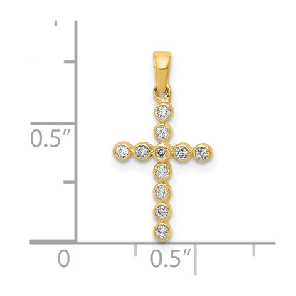 10K Polished 1/10 carat Diamond Cross Pendant