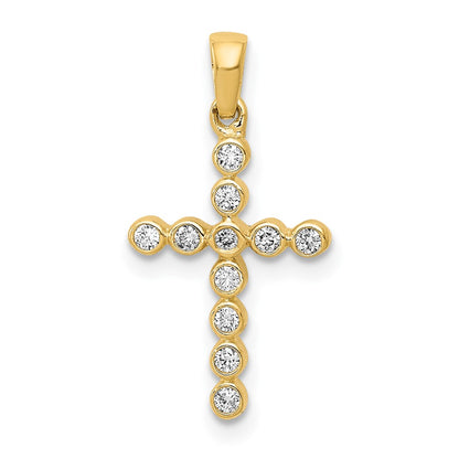 10K Polished 1/10 carat Diamond Cross Pendant