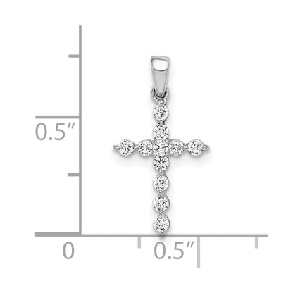 10K White Gold 1/4 carat Diamond Cross Pendant