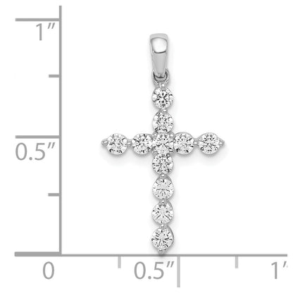 10K White Gold 1/2 carat Diamond Cross Pendant