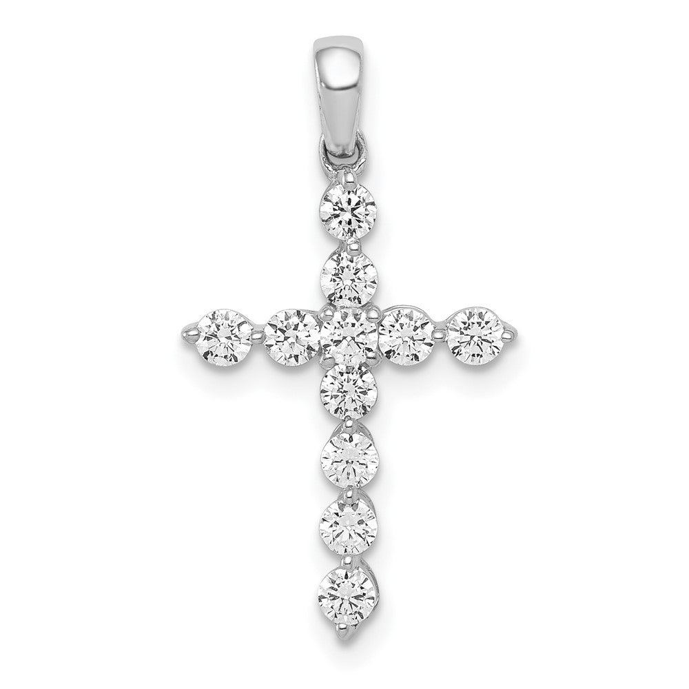 10K White Gold 1/2 carat Diamond Cross Pendant